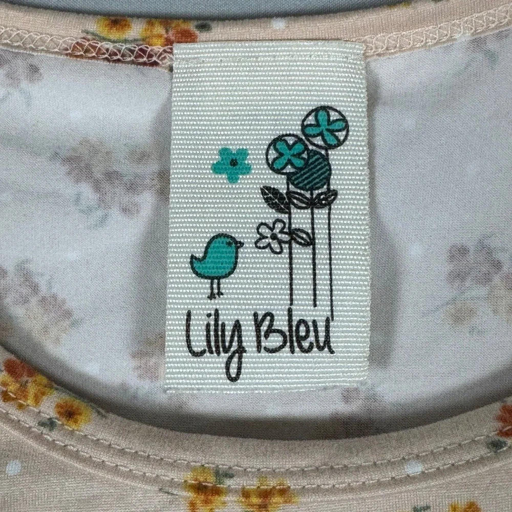 Lily Bleu Romper Set Kids Size 7 Rust Red Floral Ribbed 2pc NWOT